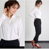 シャツ ブラウス 長袖 通販 レディース 長袖 ポリエステル100% しわになりにくい 白 ホワイト オフィス 通勤 ビジネス フォーマル 就活 リクルート スーツ ゆったり 大きいサイズ M L XL 2XL 3XL 4XL トップス