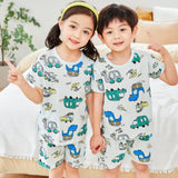 パジャマ キッズ 半袖 通販 男の子 女の子 90 100 110 120 サイズ 綿 夏 恐竜 tシャツ コットン ルームウェア 上下セット 可愛い 子供服 子ども こども ショートパンツ 涼しい メッシュ