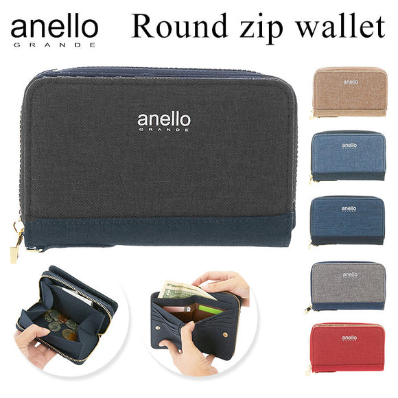財布 レディース 二つ折り 通販 ブランド anello アネロ コンパクト財布 ミニ財布 おしゃれ ラウンドファスナー ラウンドジップ 20代 黒 ブラック 折財布 折り財布 プレゼント ギフト シンプル さいふ サイフ ユニセックス おそろい ホワイトデー バレンタインデー