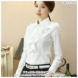 レディース 長袖 ブラウス フリル 通販 ラグジュアリー 立ち襟 シャツ レース フワフワ 薄手 ハイネック 高襟 オフィス 上品 フォーマル 通勤 春 夏 秋