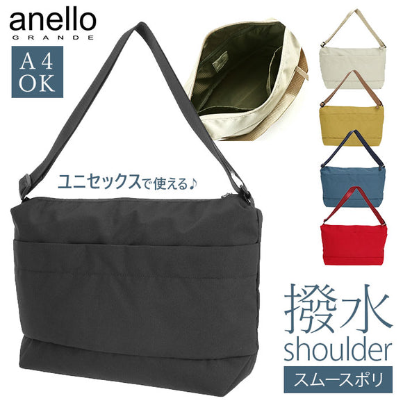 アネロ ショルダーバッグ anello 通販 レディース メンズ A4 斜めがけ 大きめ 肩掛け ファスナー 旅行 サブバッグ 男女兼用 おしゃれ 大人 かわいい シンプル 無地 OVL オーバル 撥水スムースポリ ショルダー GTR0184 gtr0184