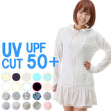 ラッシュガード パーカー 長袖 レディース uv 通販 ワンピース フード 指穴付き ジップアップ 水陸両用 フリル 紫外線対策 日焼け防止 uvカット ロング UPF50 水着 HW8120