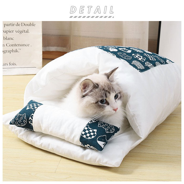 猫 ベッド ペットベッド 猫用 犬 和柄 布団 寝ぶくろ 寝袋 クッション ペット用ベッド マット クッション 寝ぶくろ 寝袋 和風