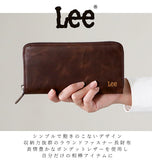 長財布 Lee リー 通販 革 レザー メンズ レディース ラウンドファスナー コインケース付き 小銭入れ有り ウォレット Wallet 黒 ブラック 茶色 ブラウン チョコブラウン ファスナー YKK 札入れ カード入れ 本革風 再生皮革 ボンデッドレザー 男性 紳士 プレゼント ギフト