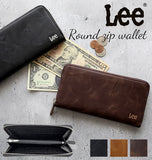 長財布 Lee リー 通販 革 レザー メンズ レディース ラウンドファスナー コインケース付き 小銭入れ有り ウォレット Wallet 黒 ブラック 茶色 ブラウン チョコブラウン ファスナー YKK 札入れ カード入れ 本革風 再生皮革 ボンデッドレザー 男性 紳士 プレゼント ギフト