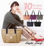 レガートラルゴ 10ポケット トート 通販 Legato Largo トートバッグ レディース 大きめ 軽量 軽い 大容量 a4 通勤 通学 オシャレ かわいい 無地 シンプル ファスナー付き 撥水加工 はっ水 ママバッグ マザーズバッグ ジムバッグ 多収納 多機能 手提げ 肩掛け