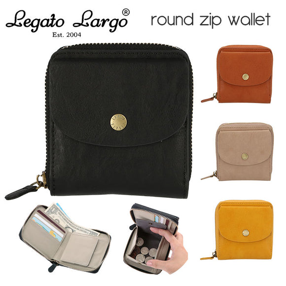 ミニ財布 レディース ブランド 通販 Legato Largo レガートラルゴ 財布 二つ折り おしゃれ 二つ折り財布 かわいい 小銭入れあり 極小財布 シンプル 大人 ラウンドジップ 2つ折り財布 box型小銭入れ ボックス型小銭入れ ベーシック ラウンドジップ2折り財布