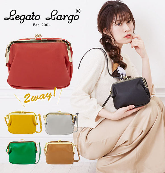 レガートラルゴ ショルダーバッグ 通販 レディース 斜め掛け 小さめ ブランド Legato Largo ショルダー 斜めがけ ななめ掛け ミニショルダーバッグ 通勤 通学 サブバッグ 2way ポーチ バッグインバッグ ミニバッグ 旅行 おでかけ がま口 ファスナー 合皮 フェイクレザー