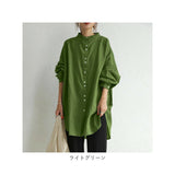 シャツ レディース チュニック ブラウス 通販 ロングシャツ 長袖 ロング 長袖シャツ トップス 無地 シンプル ゆったり おしゃれ かわいい 50代 40代 カジュアル 秋 春 前開き 婦人服