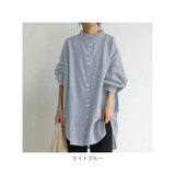 シャツ レディース チュニック ブラウス 通販 ロングシャツ 長袖 ロング 長袖シャツ トップス 無地 シンプル ゆったり おしゃれ かわいい 50代 40代 カジュアル 秋 春 前開き 婦人服