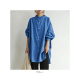 シャツ レディース チュニック ブラウス 通販 ロングシャツ 長袖 ロング 長袖シャツ トップス 無地 シンプル ゆったり おしゃれ かわいい 50代 40代 カジュアル 秋 春 前開き 婦人服