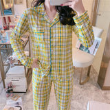 パジャマ レディース 上下セット セットアップ 通販 ルームウェア 長袖 長ズボン 上下 セット 前開き ズボン テーラー襟 チェック 格子 カジュアル かわいい 春 秋 婦人 おしゃれ