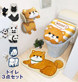 トイレマット セット 3点 通販 トイレマットセット 3点セット おしゃれ かわいい トイレフタカバー 洗浄暖房用 トイレットペーパーホルダーカバー ねこ 猫 ネコ いぬ 犬 イヌ パンダ シロクマ キャラクター 豆しば マメシバ ペーパーホルダー 暖房便器用トイレフタカバー