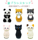歯ブラシスタンド 吸盤 通販 おしゃれ かわいい 歯ブラシホルダー 歯ブラシ立て キャラクター 底面吸盤付 1本用 ペン立て ペンスタンド パンダ 豆しば 豆柴 豆シバ ねこ 猫 ネコ いぬ 犬 イヌ ねこのしっぽの物語 豆しばワンコ物語 Panda's Happy Story 明邦 MEIHO