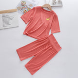 パジャマ 上下セット 夏 キッズ 通販 ルームウエア ７分袖 ７分丈 パンツ ハーフパンツ セットアップ 上下 膝丈 膝下 子供用 キッズ 子供 子ども こども 薄手 ベビー 男の子 女の子