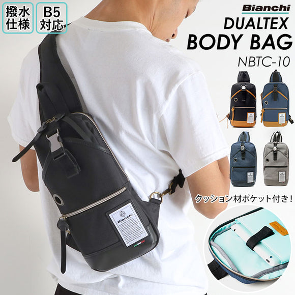 ビアンキ ボディバッグ 通販 ショルダーバッグ メンズ ブランド Bianchi 斜めがけ かっこいい ワンショルダー 自転車 サイクリング 旅行 サブバッグ B5 大容量 大きめ 大人 おしゃれ 撥水 はっ水 DUALTEX デュアルテックス ギフト プレゼント 就職 進学 誕生日 NBTC-10
