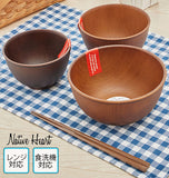 木目ボウル S M L NATIVE HEART home ネイティブハートホーム 通販 おしゃれ かわいい 木目調 木製風 ウッド調 合成漆器 カフェランチ 電子レンジ対応 食洗機対応 サラダボウル サラダボール スープボウル おわん お椀 汁椀 深鉢 丼 カフェ風ボウル カフェ風 お皿