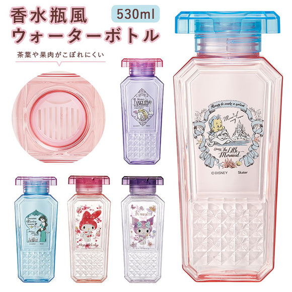 水筒 500 おしゃれ 通販 大人 かわいい ウォーターボトル 直飲み 軽量 軽い プラスチック スリム クリアボトル シンプル 香水瓶型 ディズニー プリンセス サンリオ マイメロ キャラクター マグボトル SKATER スケーター PDFB5