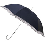 傘 レディース おしゃれ 通販 長傘 晴雨兼用傘 日傘 UVカット グラスファイバー 軽量 雨 レイングッズ 耐風 丈夫 婦人傘 ジャンプ傘 かさ 梅雨 雨傘 コンパクト ワンタッチ かさ 55cm 大人 かわいい テープリボン ボーダーフリル インストライプ