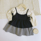 ベビー カーディガン ロンパース セット 女の子 通販 ２点セット 子供ドレス ワンピース 長袖 ベビー服 チェック柄 ふんわり 子供服 赤ちゃん 春 夏 子供 子ども こども おでかけ シンプル