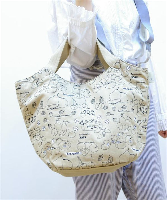 Rootote ルートート トートバッグ 通販 サイドポケット ROUND ラウンド レディース 刺繍 大容量 フルーツ 肩掛け おしゃれ  マザーズバッグ ママ かわいい - バックヤードファミリー