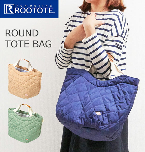 トートバッグ レディース ROOTOTE ルートート 通販 SN.ROUND ラウンド ポリキルティング-B ママバッグ マザーズバッグ 大容量 多収納 通勤 通学 軽量 軽い キルティング キルト A4 B4 収納力 シンプル おしゃれ かわいい 丸型 丸底 ルーポケット サイドポケット 紺 - バックヤードファミリー