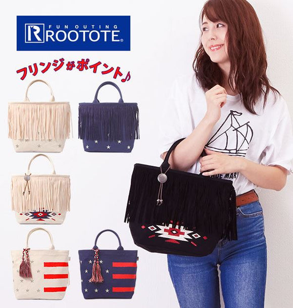 トートバッグ レディース 小さめ ブランド 通販 ROOTOTE ルートート 布 綿 ミニトートバッグ かわいい オシャレ シンプル サブバッグ おでかけ 旅行 カジュアル フリンジ オルテガ柄 星 スター ストライプ ボーダー DELI デリ RT SY.デリデコ-B - バックヤードファミリー