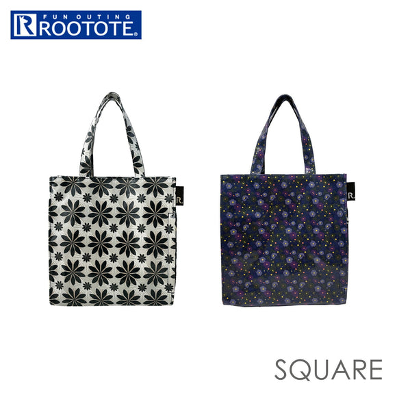 ルートート トートバッグ 通販 ROOTOTE レディース 小さめ ミニトート 正方形 サブバッグ デイリーバッグ ランチトート ワンマイルトート おしゃれ シンプル 大人 かわいい 軽量 軽い 目隠し ベロ付き 撥水 雨の日 ラミネート加工 SQUARE 2983 LT.スクエア.ラミネートD - バックヤードファミリー