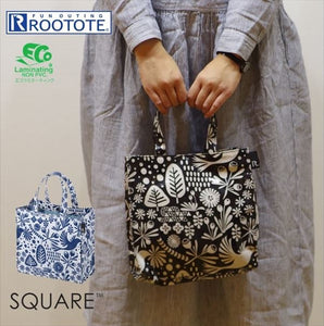 Rootote ルートート トートバッグ 通販 サイドポケット SQUARE スクエア ラミネート サブバッグ ランチバッグ 小物 手提げ レディース 軽量 小さめ - バックヤードファミリー