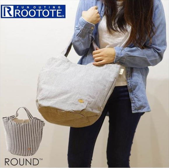 Rootote ルートート トートバッグ 通販 サイドポケット ROUND ラウンド 軽い ストライプ 肩掛け ショルダー レディース 大容量  マザーバッグ お買い物バッグ ショッピングバッグ - バックヤードファミリー