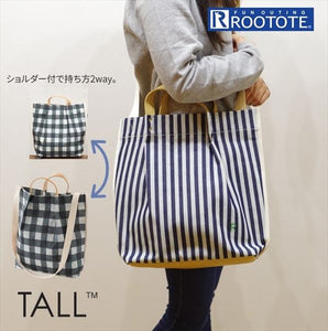 Rootote ルートート トートバッグ 通販 サイドポケット TALL トール 2WAY ショルダー チェック サブバッグ ランチバッグ 小物 手提げ レディース 軽量 小さめ - バックヤードファミリー