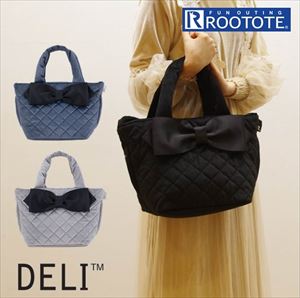 ルートート トートバッグ 通販 レディース ブランド ROOTOTE EU デリ ベロアキルトリボン-A 軽量 軽い ファスナー 手提げ 鞄 通勤 通学 サブバッグ 上品 きれいめ 大人 かわいい 無地 リボン キッズ 子ども 女子 女の子 ギフト プレゼント DELI - バックヤードファミリー