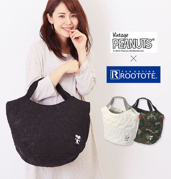 トートバッグ レディース キャラクター 通販 ROOTOTE ルートート 軽い 軽量 大容量 a4 通勤 通学 オシャレ かわいい スヌーピー SNOOPY キルティング ルーポケット マザーズバッグ ママバッグ マチ広 シンプル 秋冬 春夏 ブラック 黒 PEANUTS-3Z RT SC. ROUND ラウンド - バックヤードファミリー