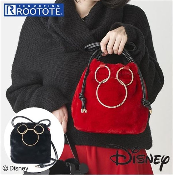 ルートート ディズニー 通販 レディース 斜めがけ ショルダーバッグ ブランド ROOTOTE ハンドバッグ 2way トート 大人 かわいい おしゃれ シンプル 合皮 エコファー フェイクレザー 冬 秋冬 ふわふわ もこもこ おでかけ サブバッグ Disney DELI LT デリ ファー リング - バックヤードファミリー