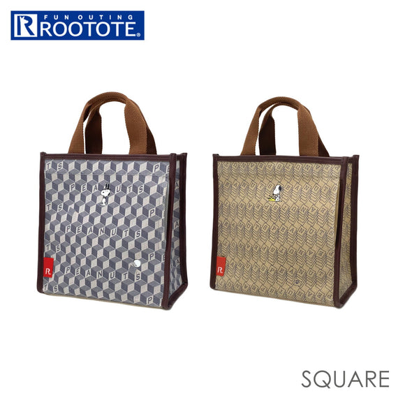 ルートート スヌーピー 通販 トートバッグ 小さめ スクエア レディース ROOTOTE SQUARE 正方形 通勤 通学 サブバッグ ランチバッグ おしゃれ シンプル 大人 かわいい 上品 きれいめ きちんと 裏ラミネート加工 ヘリンボーン 8205 IP.スクエア.Peanuts-6X レディースバッグ - バックヤードファミリー