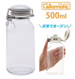 保存容器 Cellarmate セラーメイト 通販 ワンプッシュ便利びん 500ml ガラス 硝子 透明容器 キャニスター ドレッシング作り ストッパー付 洗いやすい 片手で使える 透明 クリア 調味料入れ 多用途 シンプル 無地 ガラス瓶 ビン 縦長 星硝 SEISHO