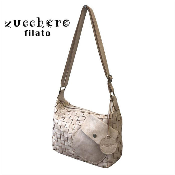 ズッケロフィラート ショルダーバッグ 通販 zucchero filato レディース 斜めがけ 大人 本革 カウレザー ポケット付き メッシュ 編み込み ホワイト 白 48069w おしゃれ シンプル カジュアル ナチュラル 母の日 記念日 誕生日 ギフト プレゼント