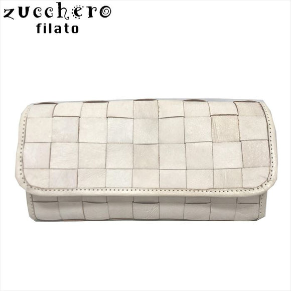 ズッケロフィラート 財布 通販 zucchero filato 長財布 レディース ギャルソン 被せ かぶせ 本革 カウレザー メッシュ 編み込み ホワイト 白 48082w おしゃれ シンプル カジュアル ナチュラル 母の日 誕生日 記念日 ギフト プレゼント