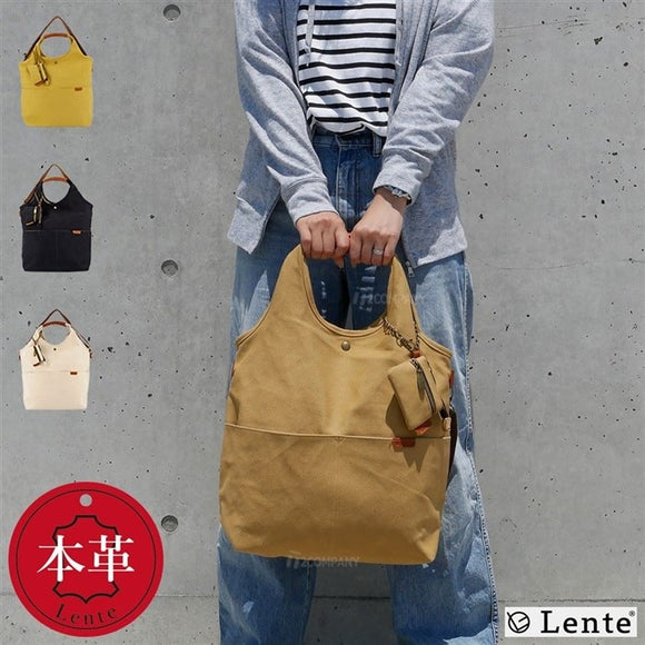 トートバッグ レディース キャンバス 通販 A4 おしゃれ 通勤 通学 2way ショルダーバッグ 斜めがけ 大人 かわいい シンプル 無地 カードポーチ付き Lente レンテ Grain グレイン 403042e レディースファッション