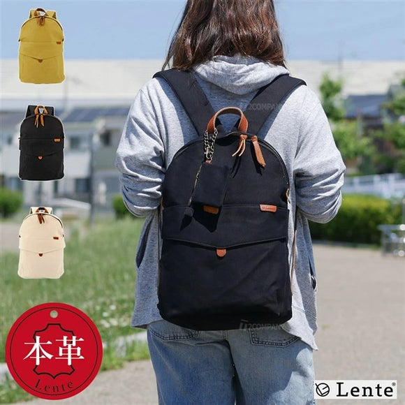 リュック レディース おしゃれ 大人 かわいい 通販 通勤 通学 キャンバス A4 シンプル 無地 きれいめ 小さめ 背面ファスナー 旅行 おでかけ カードポーチ付き Lente レンテ Grain グレイン 403061e レディースバッグ