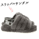 ugg サンダル レディース 通販 FLUFF YEAH SLIDE 1098494K フラッフ イヤー スライド ブランド アグ ファー つっかけ コンフォートサンダル ムートン ふかふか クリスマス プレゼント 小さめ 冬 靴 おしゃれ チャコール 黒 ブラック カジュアル 約 22cm 約 23cm 約 24cm