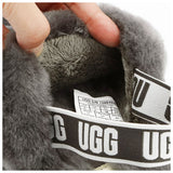 ugg サンダル レディース 通販 FLUFF YEAH SLIDE 1098494K フラッフ イヤー スライド ブランド アグ ファー つっかけ コンフォートサンダル ムートン ふかふか クリスマス プレゼント 小さめ 冬 靴 おしゃれ チャコール 黒 ブラック カジュアル 約 22cm 約 23cm 約 24cm