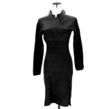 カシュクール ニット ワンピース 通販 タイト レディース ゆったり 秋冬 長袖 冬 きれいめ カジュアル 上品 膝丈 スカラップ 可愛い ミディアム ひざ丈 ひざ下丈