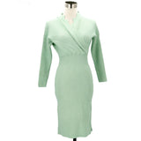 カシュクール ニット ワンピース 通販 タイト レディース ゆったり 秋冬 長袖 冬 きれいめ カジュアル 上品 膝丈 スカラップ 可愛い ミディアム ひざ丈 ひざ下丈