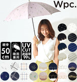 日傘 レディース W.P.C ワールドパーティ 通販 UVカット 紫外線対策 はっ水防水加工 撥水 遮光 遮熱 遮光率99% 晴雨兼用 パラソル 長傘 かさ 長かさ 軽量 軽い おしゃれ かわいい 黒 ブラック ネイビー 紺 白 オフ ホワイト リボンボーダー 星柄スカラップ スター 50cm wpc