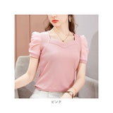 カットソー 半袖 レディース 通販 パフスリーブ tシャツ バルーン バルーン袖 きれいめ 上品 エレガント シフォン レディーストップス お洒落 おしゃれ かわいい 可愛い 大人 カジュアル トップス 春 夏 オフィスカジュアル お出かけ