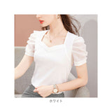 カットソー 半袖 レディース 通販 パフスリーブ tシャツ バルーン バルーン袖 きれいめ 上品 エレガント シフォン レディーストップス お洒落 おしゃれ かわいい 可愛い 大人 カジュアル トップス 春 夏 オフィスカジュアル お出かけ