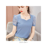 カットソー 半袖 レディース 通販 パフスリーブ tシャツ バルーン バルーン袖 きれいめ 上品 エレガント シフォン レディーストップス お洒落 おしゃれ かわいい 可愛い 大人 カジュアル トップス 春 夏 オフィスカジュアル お出かけ